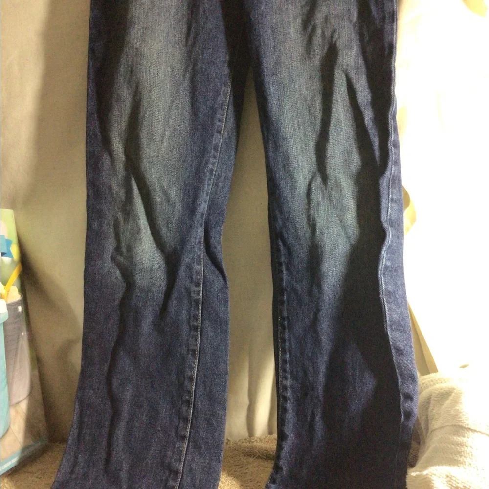 The Children's Place Men's Straight Jeans - Dark Blue with Brown Stitching